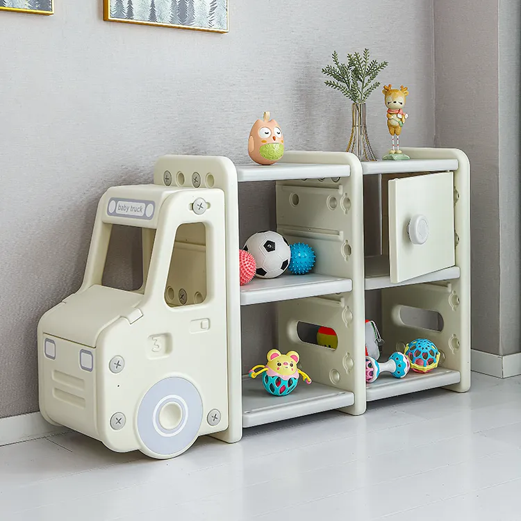 -Clearance- Car Shape Toy Storage Organizer with Kids Toy Shelf and Multi Toy Bins