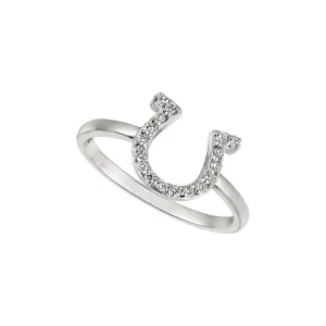 0.15 Carat Natural Diamond Horseshoe Ring Band G SI 14K White Gold