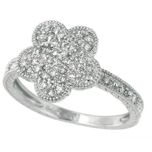 0.50 Carat Natural Diamond Flower Ring G SI 14K White Gold