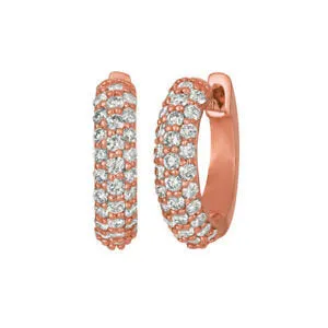 0.50 Carat Natural Diamond Hinged Hoop Earrings G SI 14K Rose Gold