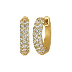 0.50 Carat Natural Diamond Hinged Hoop Earrings G SI 14K Yellow Gold