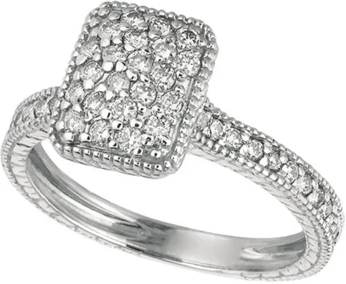 0.65 Carat Natural Diamond Rectangular Shape ring G SI 14K White Gold