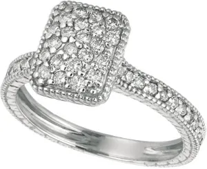 0.65 Carat Natural Diamond Rectangular Shape ring G SI 14K White Gold