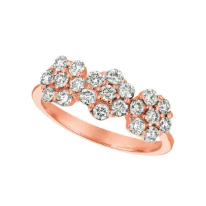 0.75 Carat Natural Diamond 3 Flowers Ring G SI 14K Rose Gold