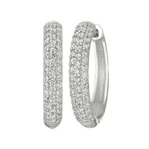 0.75 Carat Natural Diamond Hinged Hoop Earrings G SI 14K White Gold