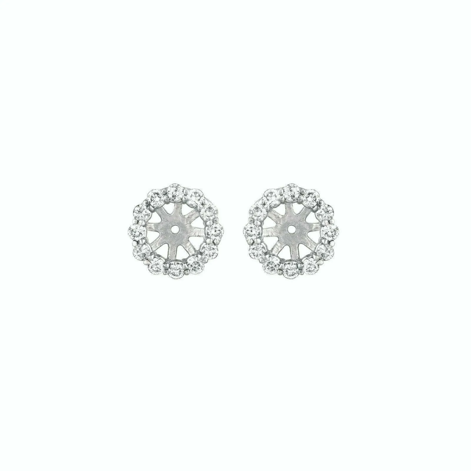 0.77 Ct 4 pointers Natural Diamond Jacket Earrings 14K White Gold center 5 MM