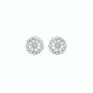 0.77 Ct 4 pointers Natural Diamond Jacket Earrings 14K White Gold center 5 MM