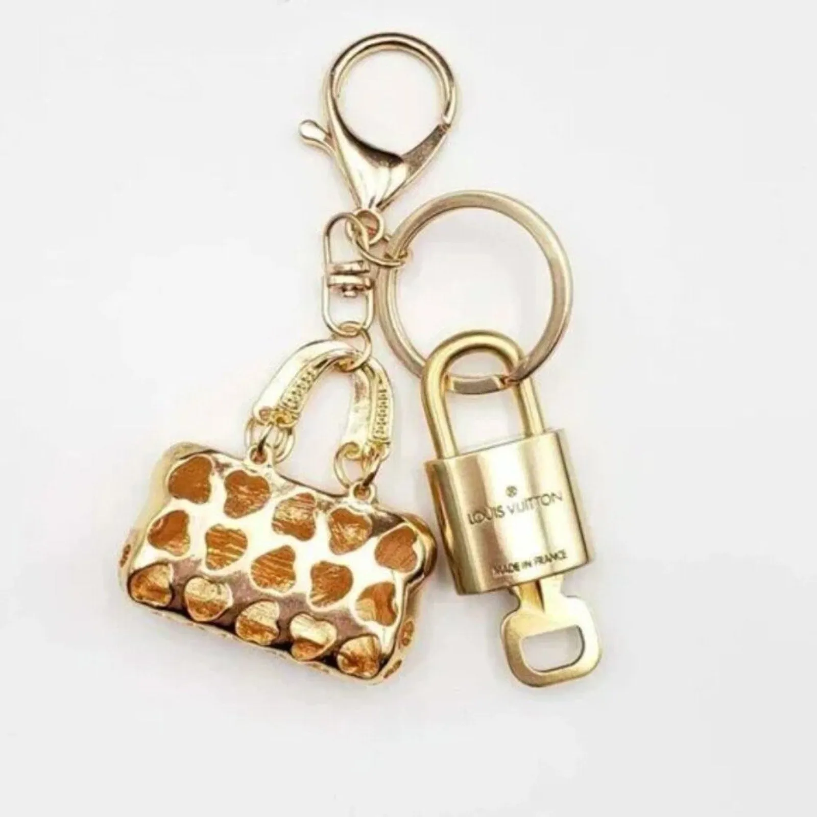 100% Auth Louis Vuitton Lock & Key with unbranded Bagcharm, Keycharm, Keychain