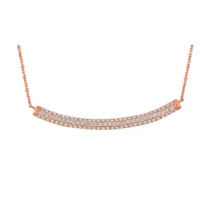1.00 Carat Natural Diamond Bar Necklace 14K Rose Gold G SI 18 inches chain