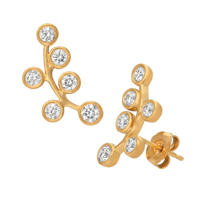 1.00 Carat Natural Diamond Bezel Earrings G SI 14K White Gold