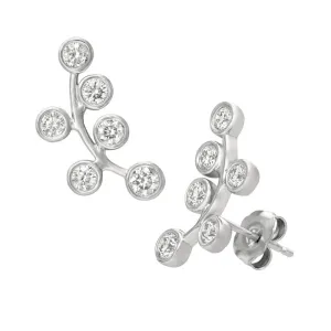 1.00 Carat Natural Diamond Bezel Earrings G SI 14K White Gold