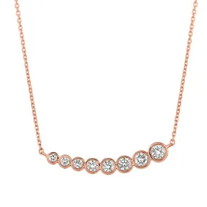 1.00 Carat Natural Diamond Bezel Necklace Pendant 14K Rose Gold G SI 18'' chain