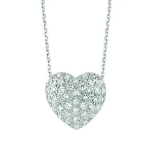 1.05 Carat Natural Diamond Heart Necklace Pendant 14K White Gold G SI 18 inch chain