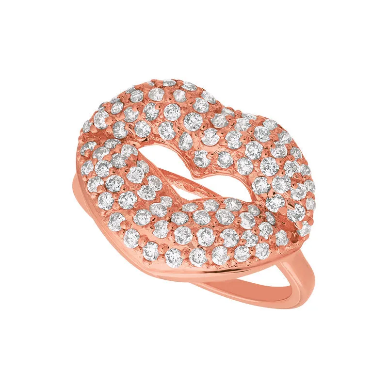 1.05 Carat Natural Diamond Lips Ring G SI 14K Yellow Gold