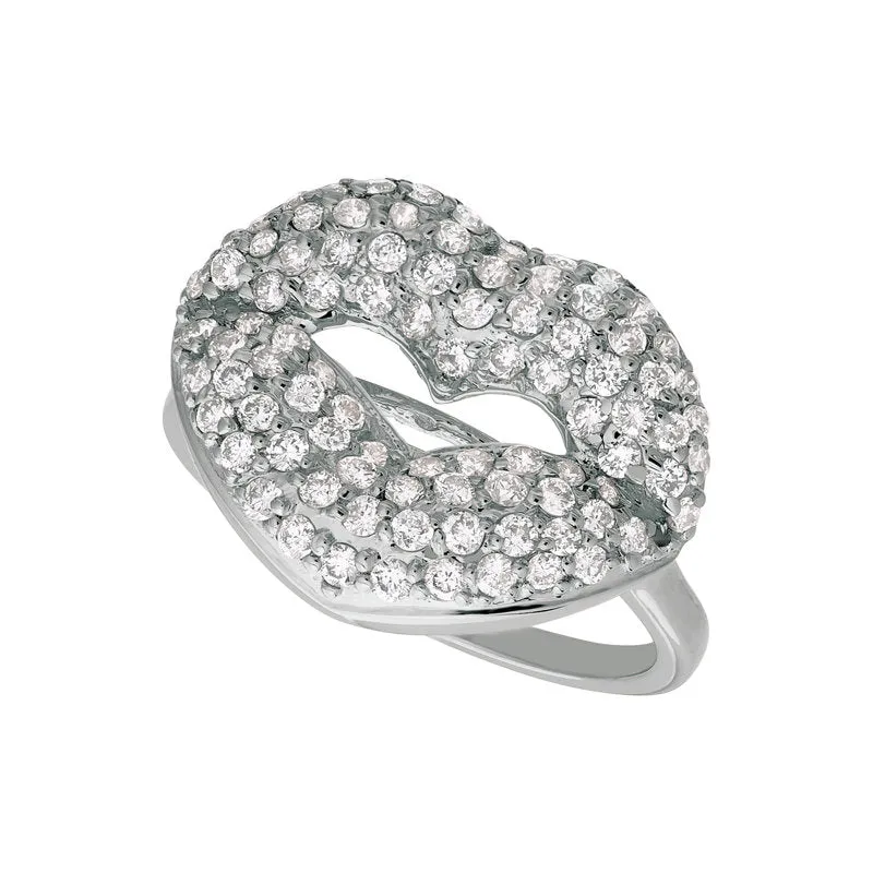 1.05 Carat Natural Diamond Lips Ring G SI 14K Yellow Gold