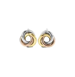 10K Tri Color Gold Twist Knot Stud Earrings