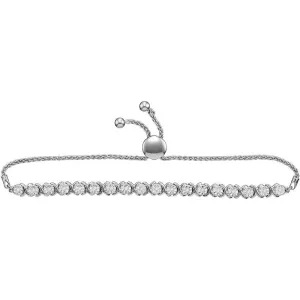 10K White Gold Diamond Studded Bolo Bracelet 1/4 Cttw