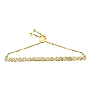 10kt Yellow Gold Women Diamond Studded Bolo Bracelet 1/4 Cttw