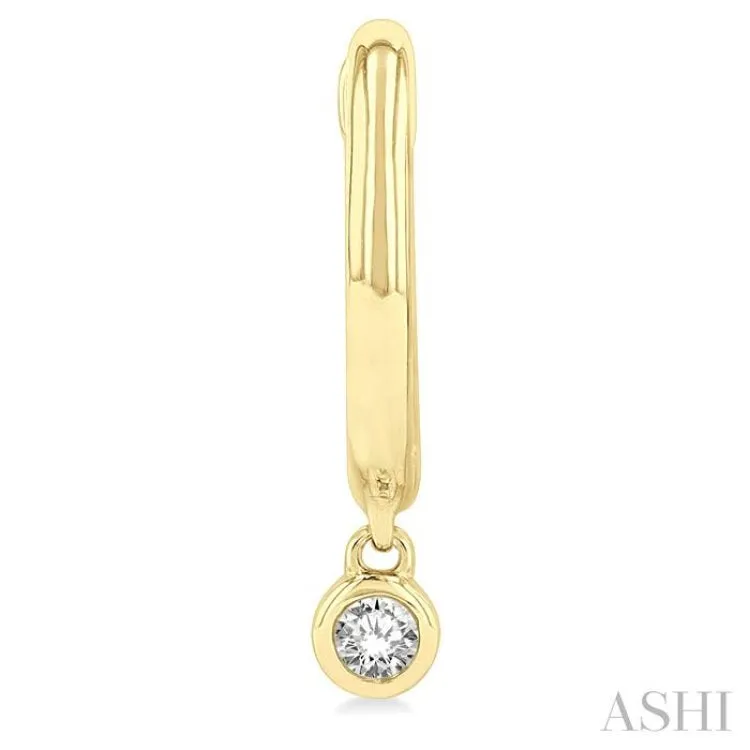 1/10 ctw Petite Bezel Drop Round Cut Diamond Fashion Huggies in 10K Yellow Gold