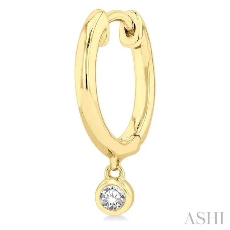 1/10 ctw Petite Bezel Drop Round Cut Diamond Fashion Huggies in 10K Yellow Gold
