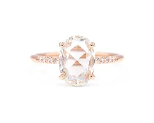 1.34-Carat Rose Cut Oval Diamond Ring