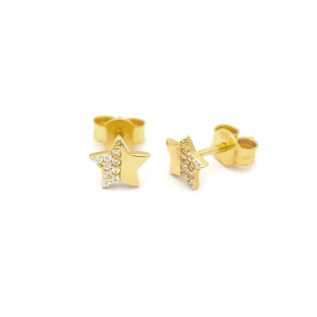 14k CZ Star Fancy Stud Earrings