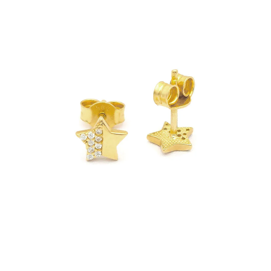 14k CZ Star Fancy Stud Earrings