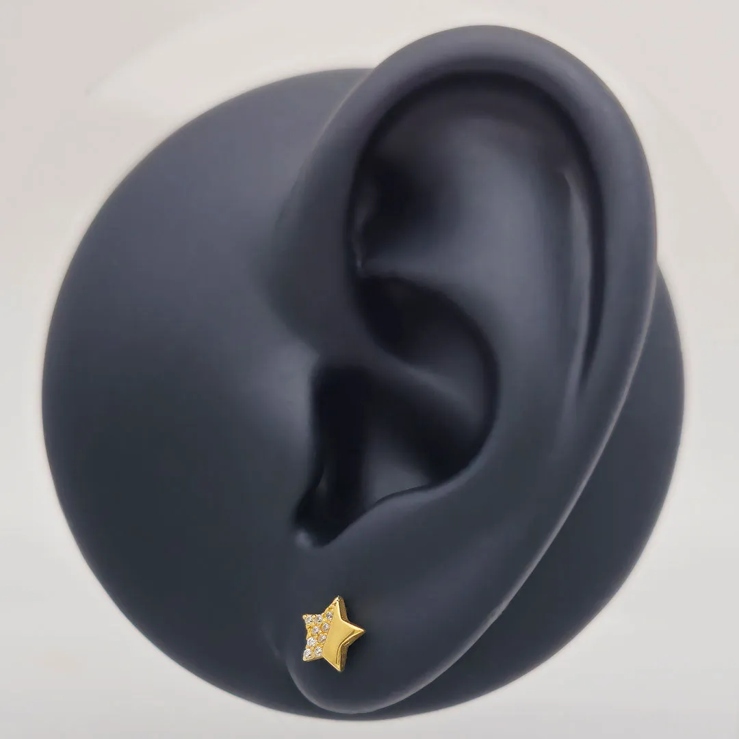 14k CZ Star Fancy Stud Earrings