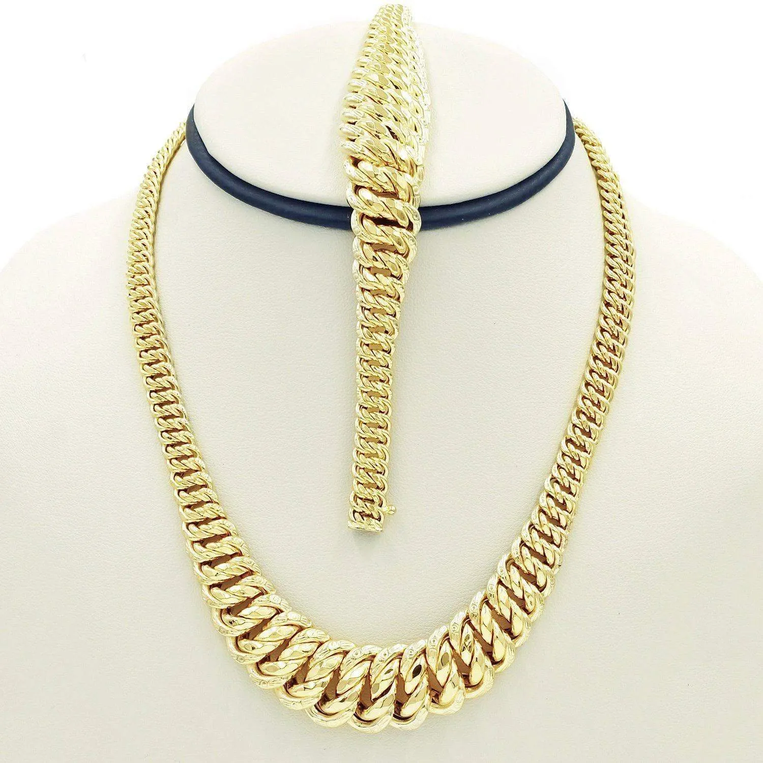 14K Set Gargantilla y Pulso Italiano Corte Princesa en Oro Amarillo x-small Set