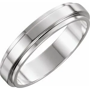 14K White 5 mm Flat Edge Band Size 9
