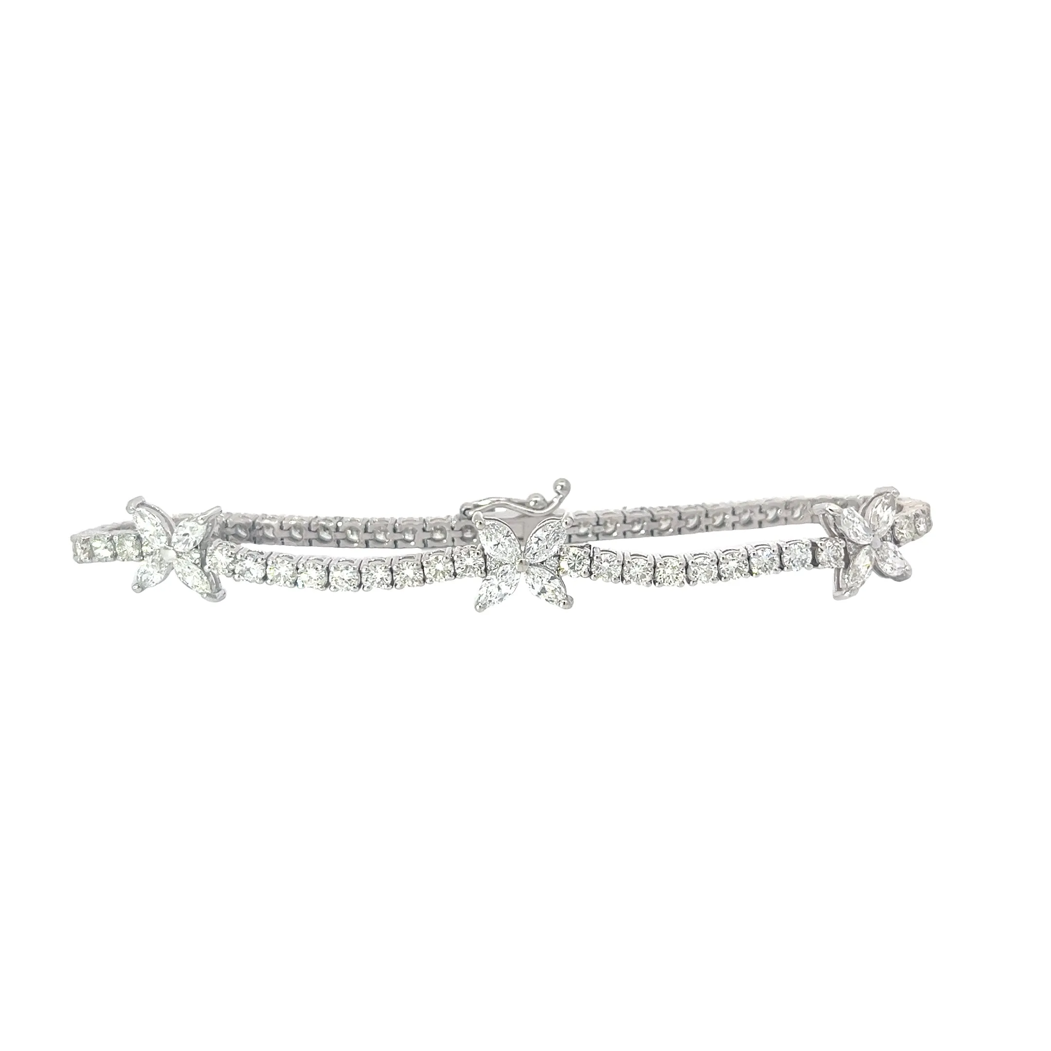 14k White Gold 5.53ct G VS2 Marquise and Round Diamond Fashion Bracelet