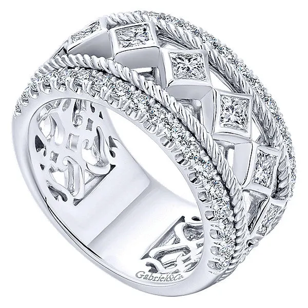 14k White Gold Contemporary Fancy Anniversary Band