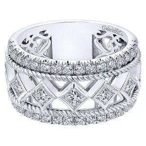 14k White Gold Contemporary Fancy Anniversary Band