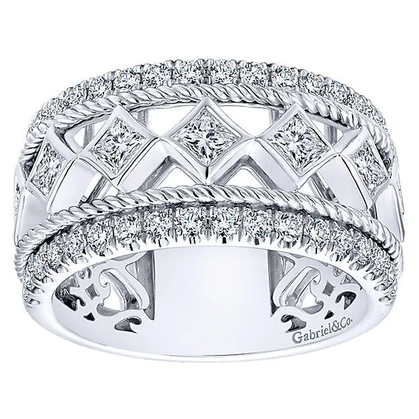 14k White Gold Contemporary Fancy Anniversary Band