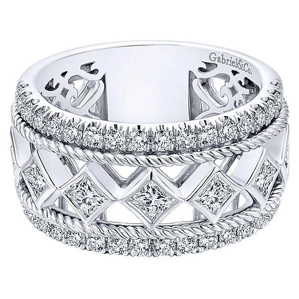 14k White Gold Contemporary Fancy Anniversary Band