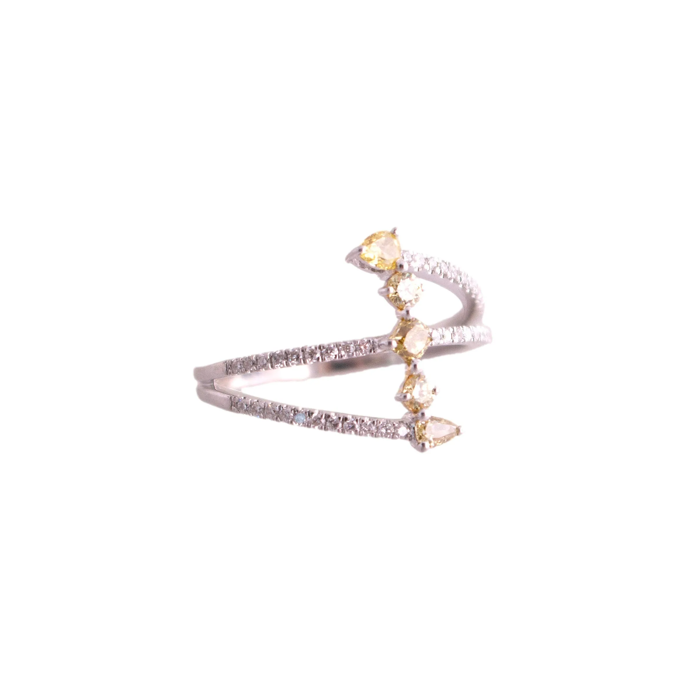 14K White Gold Fancy Yellow Diamond Ring by Kallati