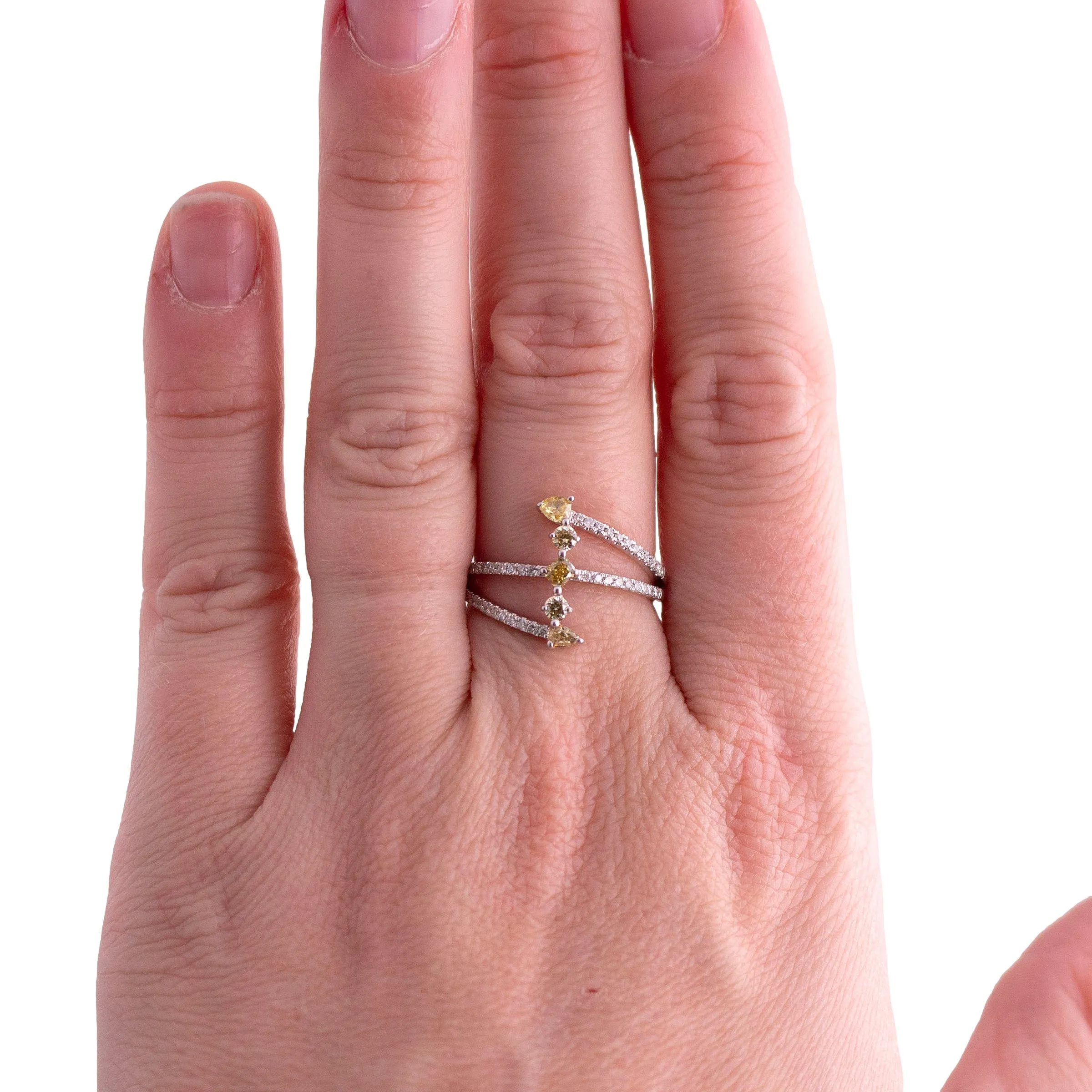 14K White Gold Fancy Yellow Diamond Ring by Kallati