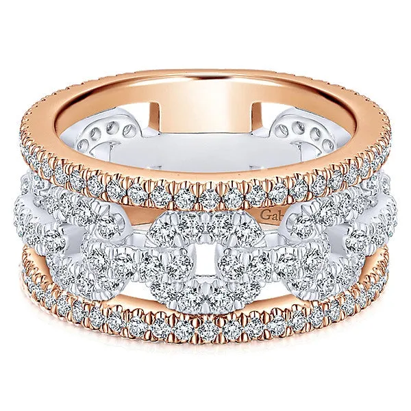 14k White/pink Gold Contemporary Fancy Anniversary Band