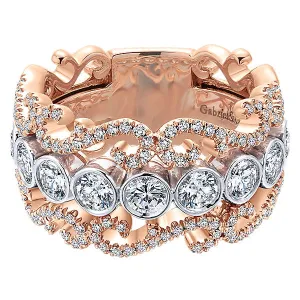 14k White/pink Gold Contemporary Fancy Anniversary Band