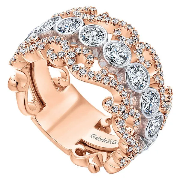 14k White/pink Gold Contemporary Fancy Anniversary Band