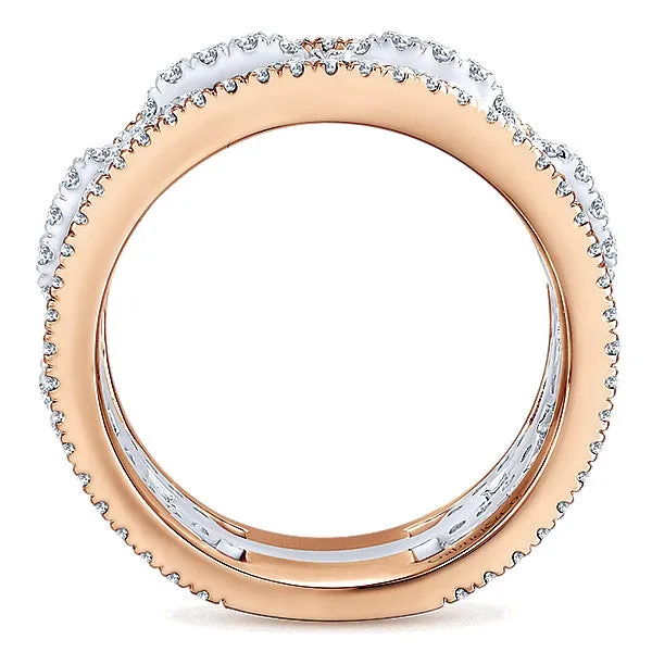 14k White/pink Gold Contemporary Fancy Anniversary Band