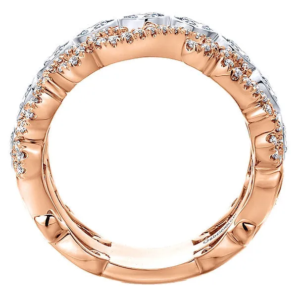 14k White/pink Gold Contemporary Fancy Anniversary Band
