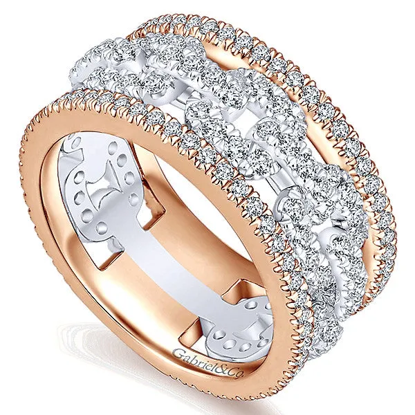 14k White/pink Gold Contemporary Fancy Anniversary Band