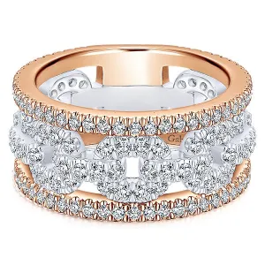 14k White/pink Gold Contemporary Fancy Anniversary Band