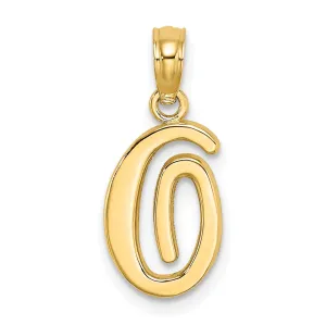 14K Yellow Gold Fancy Script Design Letter O Initial Charm Pendant