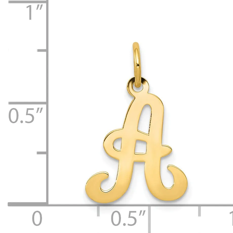 14k Yellow Gold Polished Fancy Initial A Charm