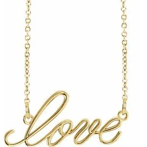 14K Yellow "Love" 16.5" Necklace