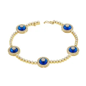 14KT Gold Diamond Evil Eye Tennis Bracelet