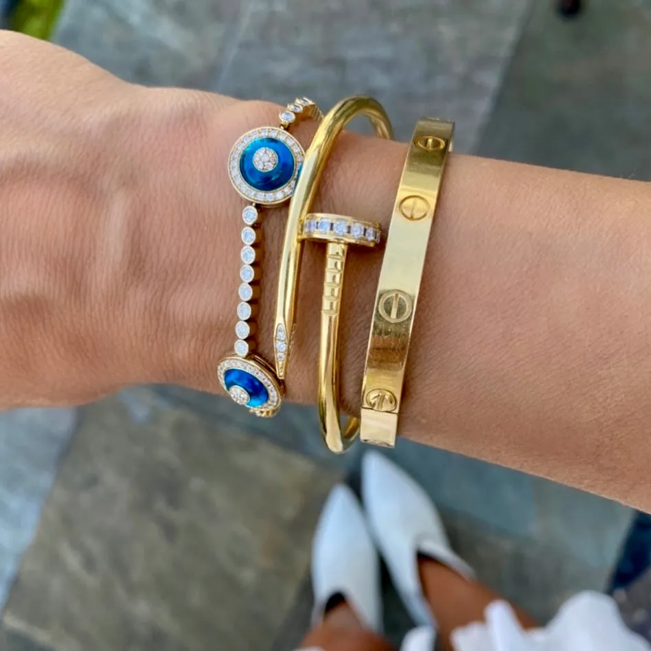 14KT Gold Diamond Evil Eye Tennis Bracelet