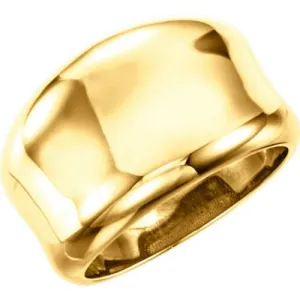 14KT Yellow Gold Polished Concave Cigar Band Ring